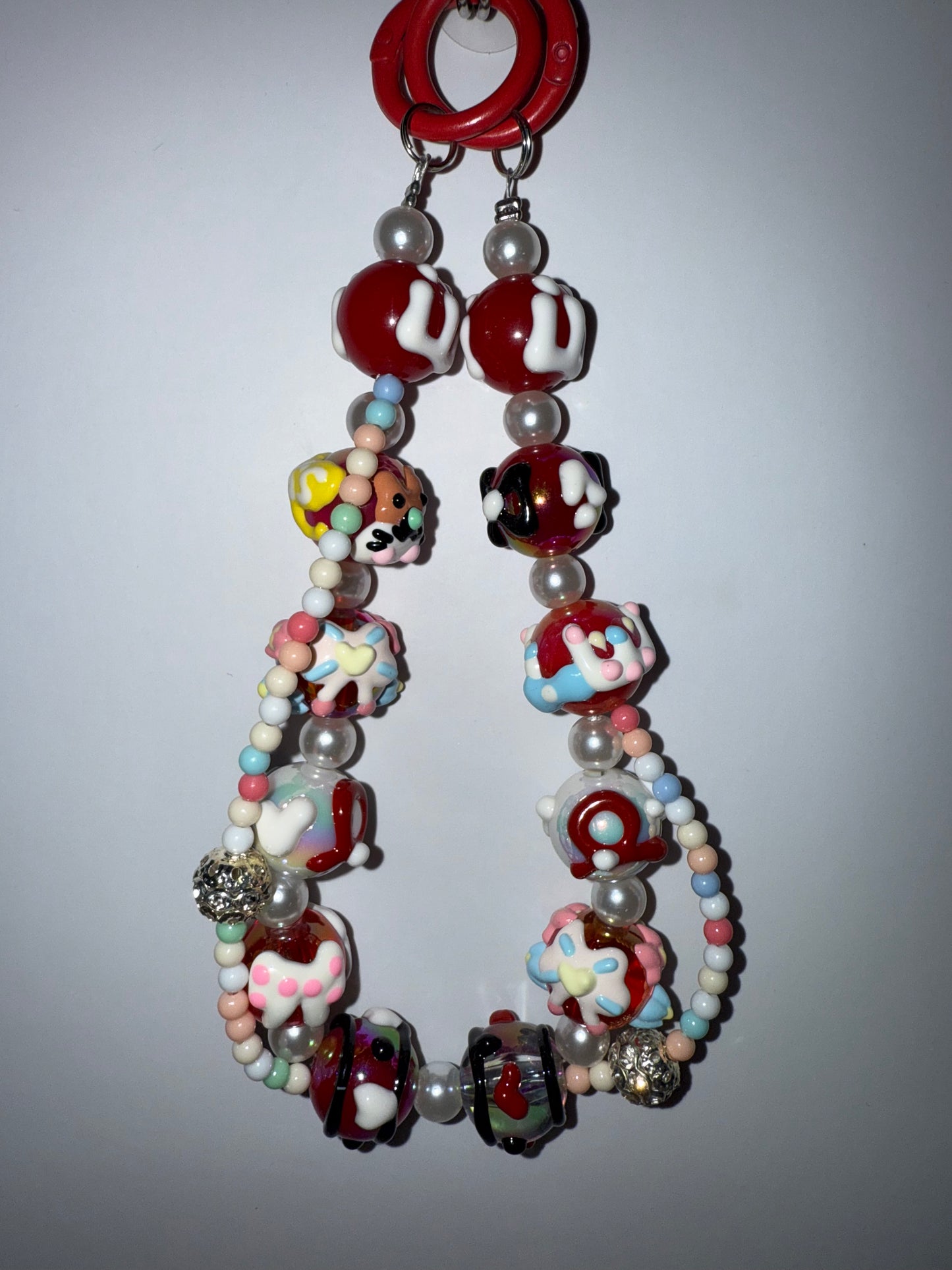 Hand painted beads phone/bag chain charms