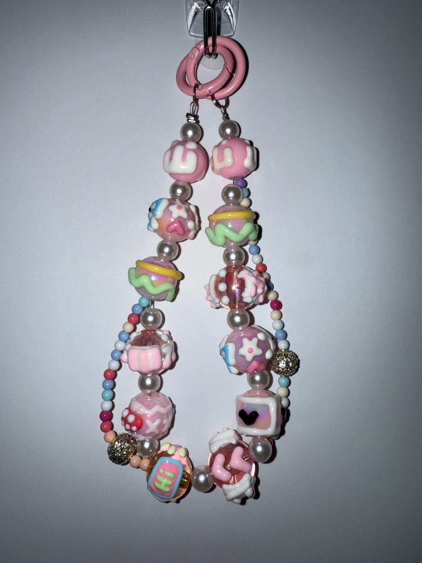 Hand painted beads phone/bag chain charms
