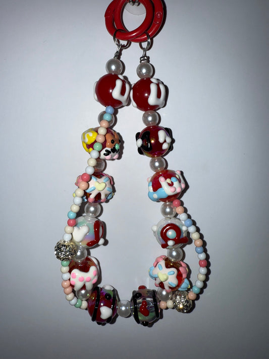 Hand painted beads phone/bag chain charms